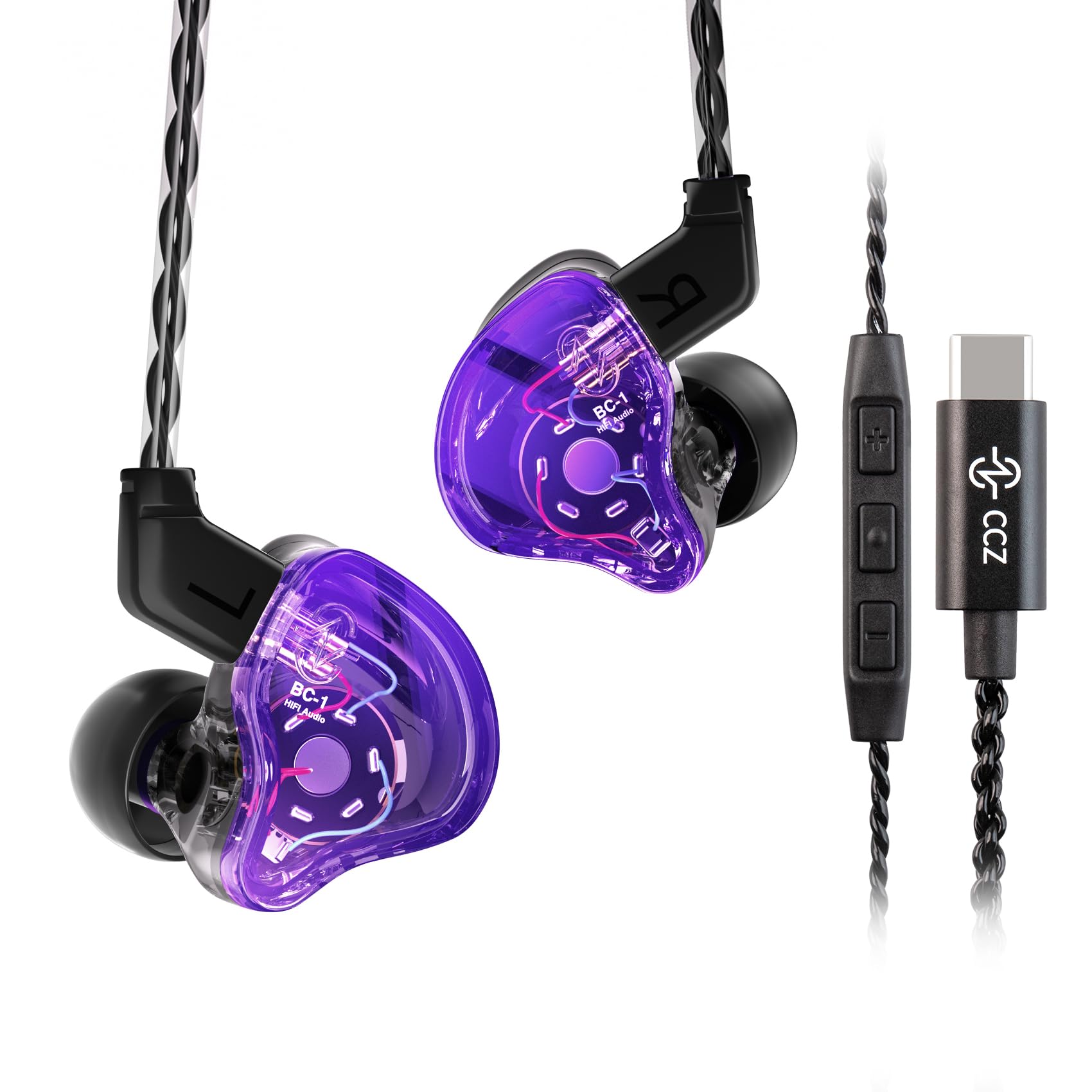 YINYOO KZ-ZST Colorful Hybrid Banlance Armature with Dynamic Ear Earphone 1BA+1DD HiFi Headset KZ in Ear Monitor Headphone Wired Earbuds IEM Earphone Gaming Ear Buds (Colorful/zst Without Microphone)