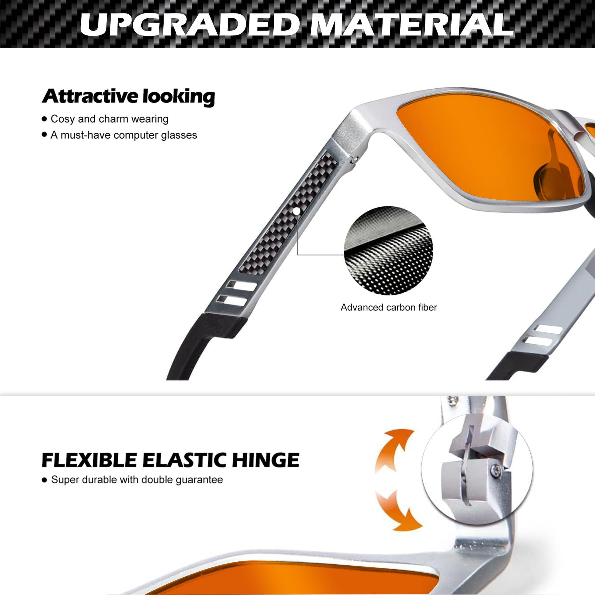 ANYLUV Blue Light Blocking Glasses Men Computer Gaming Glasses Lightweight Al-Mg Metal Anti Eyestrain UV400 Clear Lens Eye Protection 