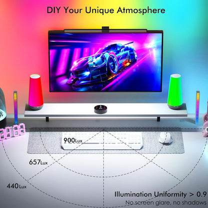 Quntis RGB Monitor Light Bar with Remote, Flat Curved & Ultrawide Fits