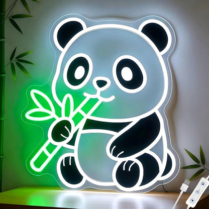Panda Neon Sign, Dimmable LED Animal Neon Light with UV Print Design, Cute Panda Lamp for Room Wall Decor, Birthday Gifts for Panda Lovers, USB Powered, 10.0 x 11.7 Inch