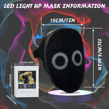 Depointer Life Led Mask with Bluetooth-compatible App Controlled, Customizable Shining Mask, unisex-adult