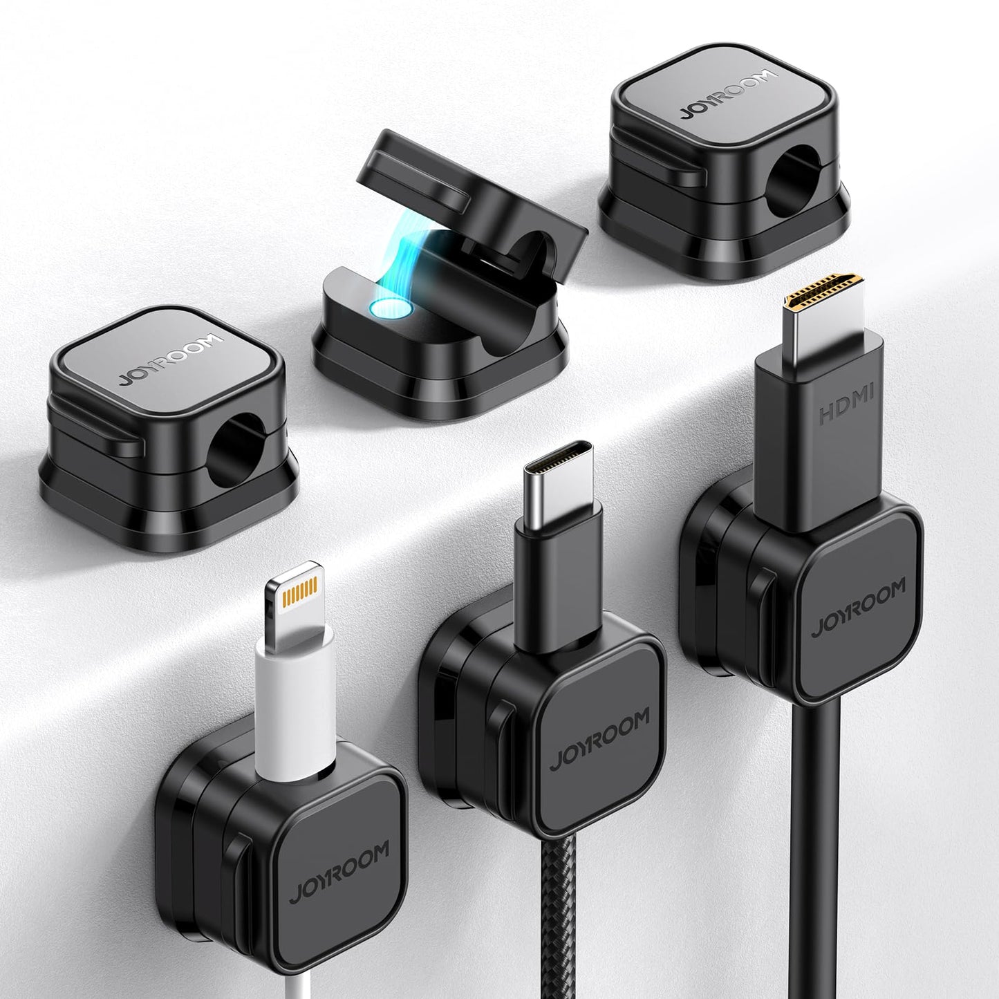 JOYROOM 9 Pack Magnetic Cable Clips, Cord Organizer Adhesive Wire Holder | Home Nightstand Office Desk Accessories, Car Wall Organization, Phone Charger Cord Holder Management, Cable Smooth Adjustable