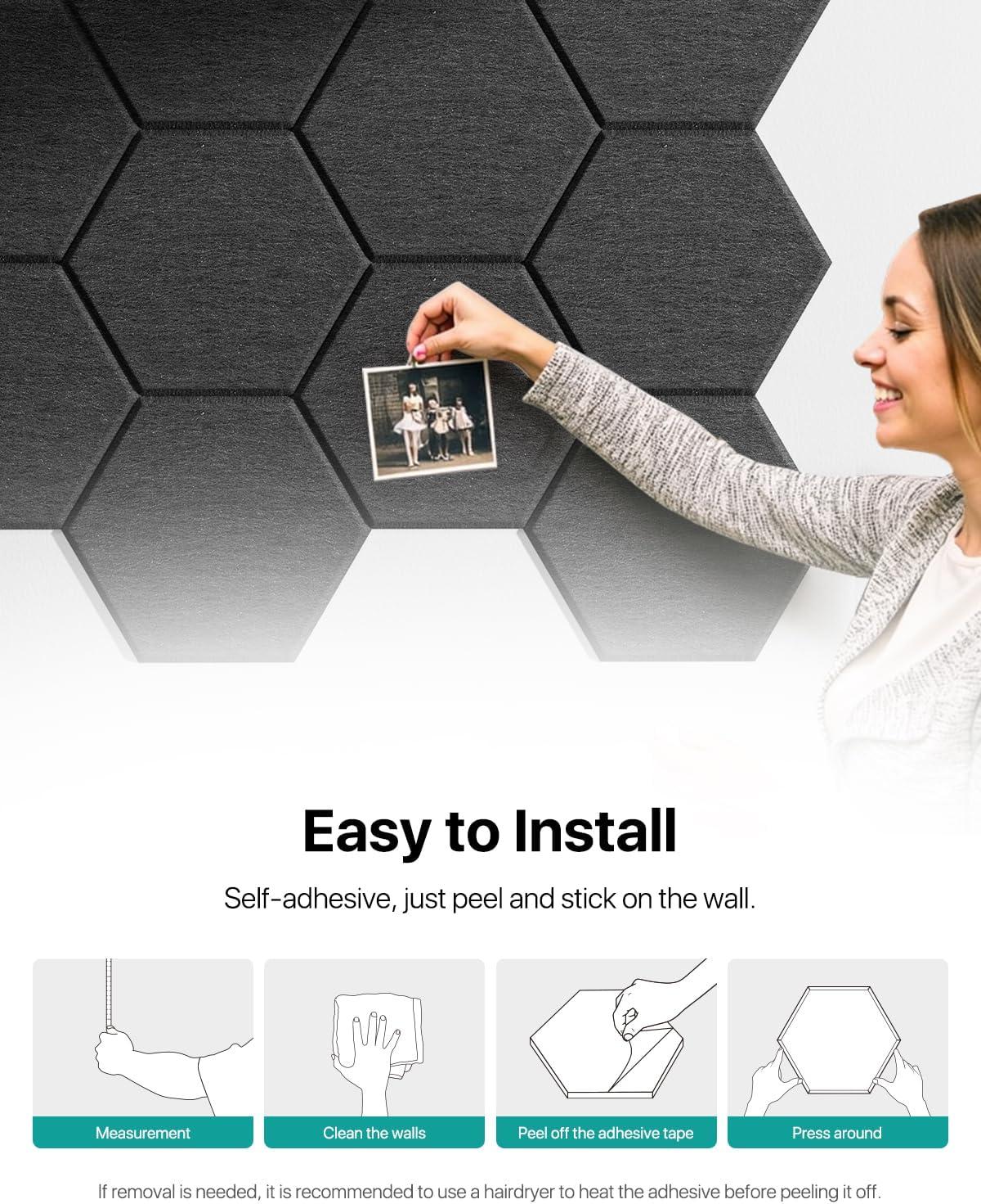 Soundsbay Hexagon Acoustic Panels, Self-Adhesive 18 Pack Sound Panels