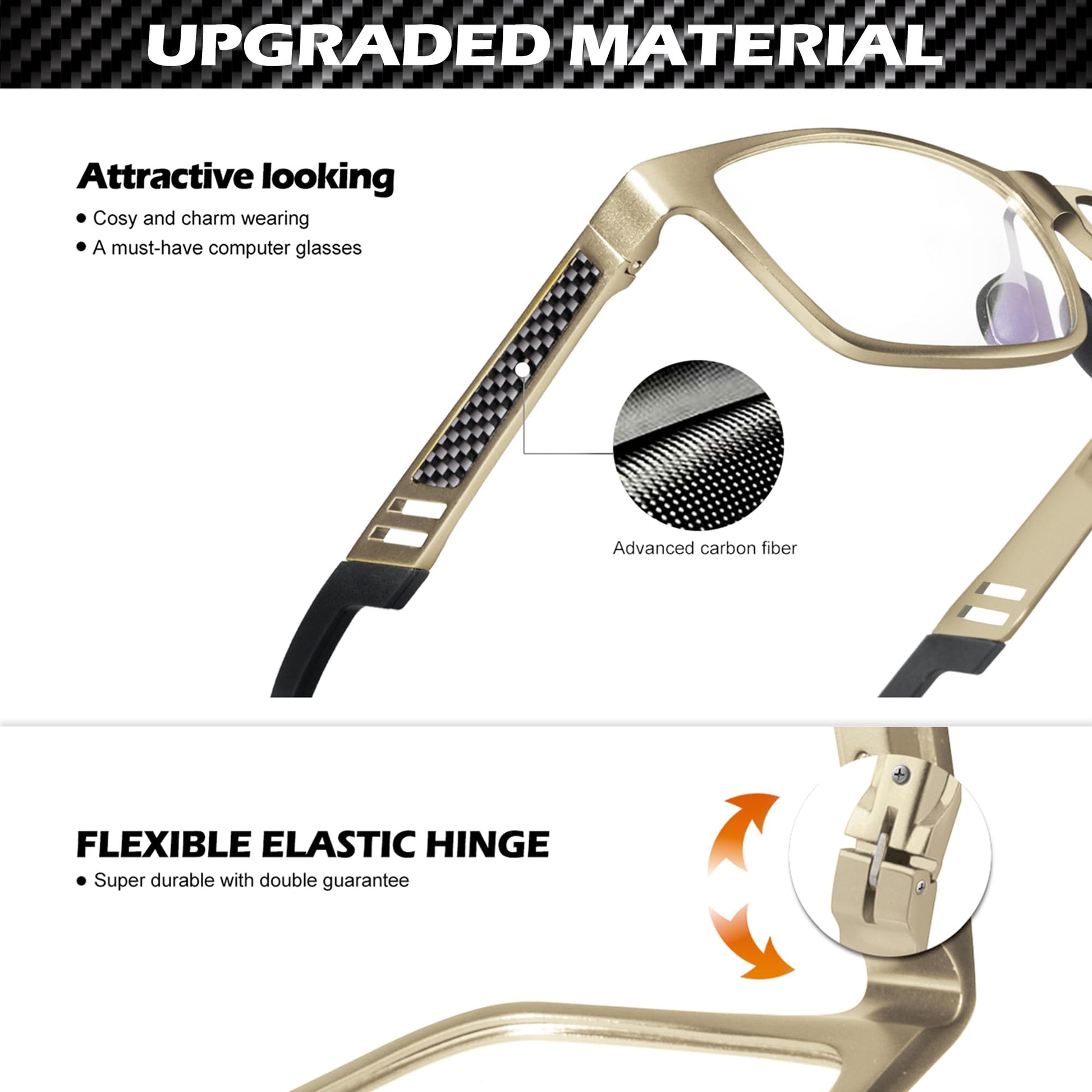 ANYLUV Blue Light Blocking Glasses Men Computer Gaming Glasses Lightweight Al-Mg Metal Anti Eyestrain UV400 Clear Lens Eye Protection 