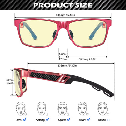 ANYLUV Blue Light Blocking Glasses Men Computer Gaming Glasses Lightweight Al-Mg Metal Anti Eyestrain UV400 Clear Lens Eye Protection 