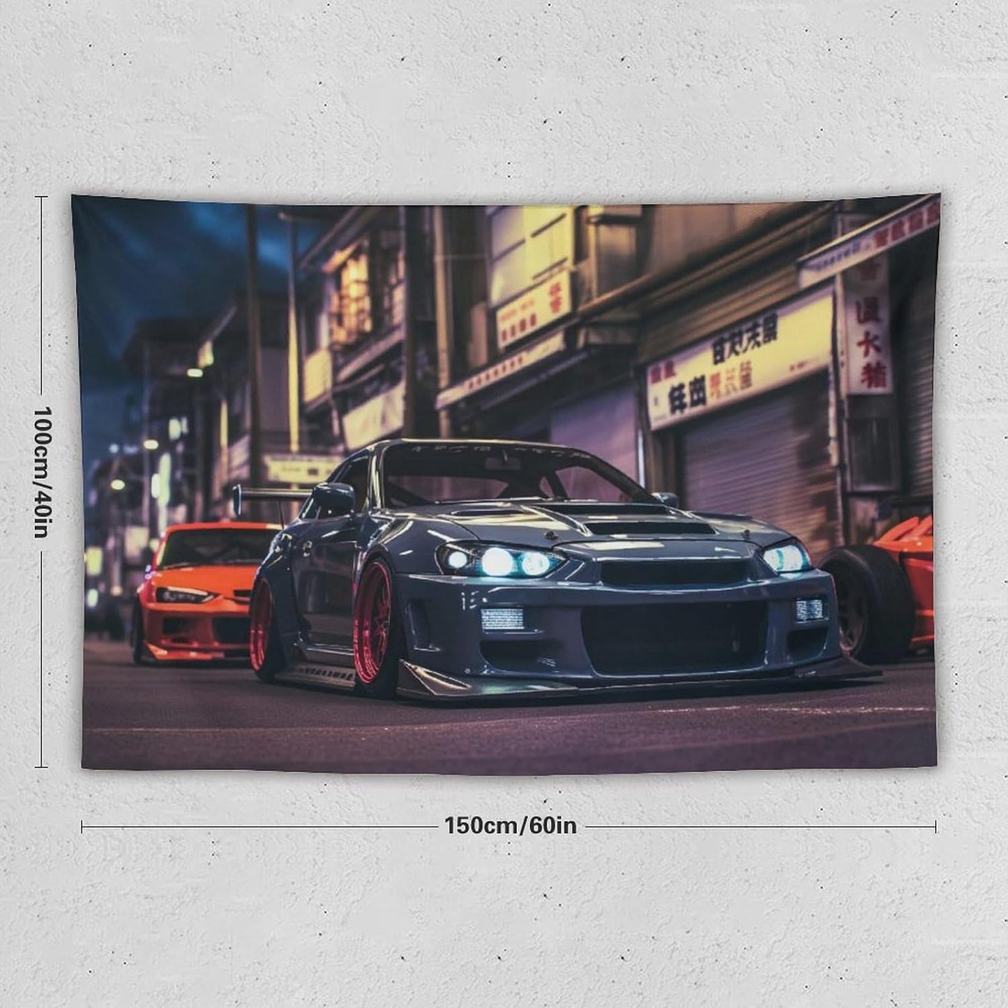 ANMOGID Jdm Car R32 Tapestry Japanese Street Wall Hanging Aesthetic Decoration For Bedroom Living Room Wall Art Tapestries 59"x39"