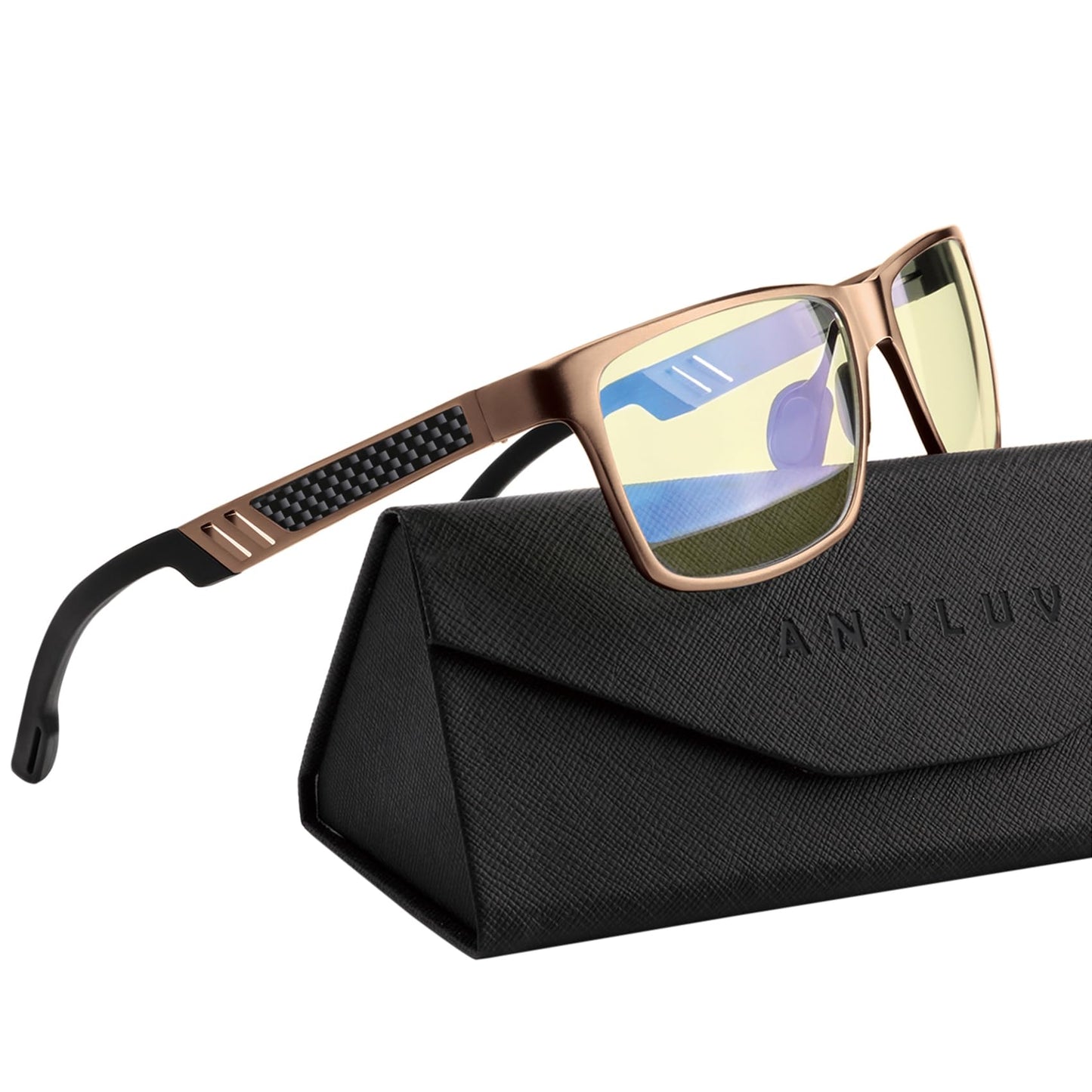 ANYLUV Blue Light Blocking Glasses Men Computer Gaming Glasses Lightweight Al-Mg Metal Anti Eyestrain UV400 Clear Lens Eye Protection 