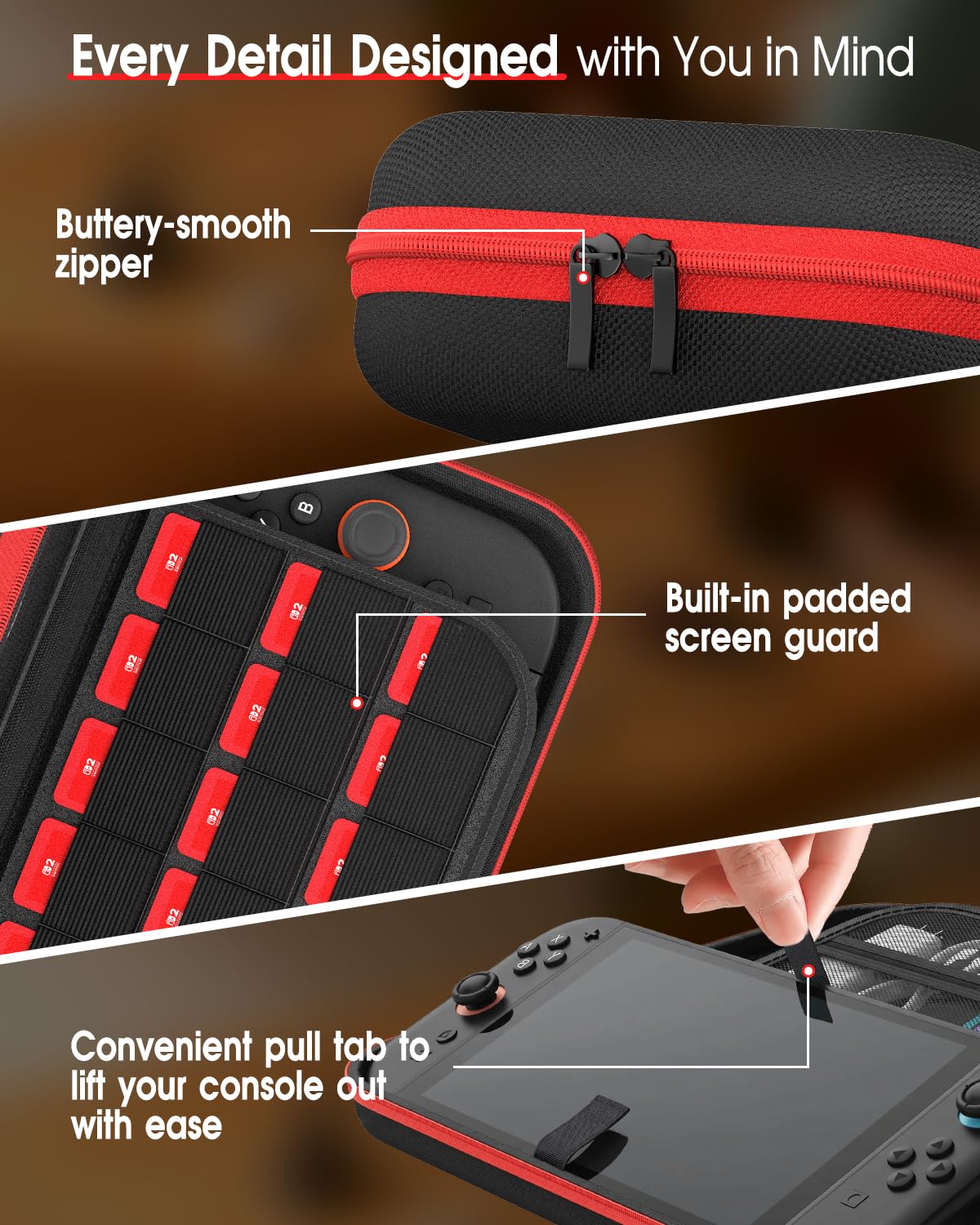 COOLSTONE Switch 2 Case with 20 Game Card Slots & Adjustable Shoulder Strap