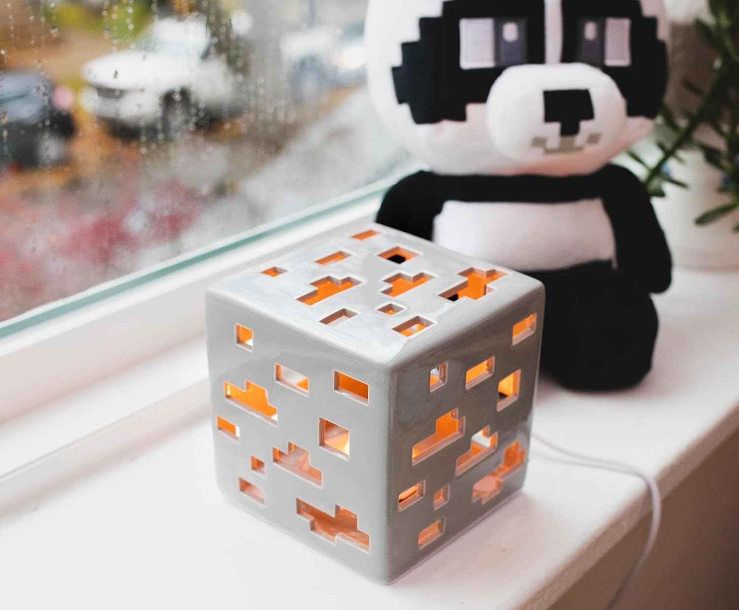 Minecraft Ceramic Ore Block Mood Light | Nightstand Table Lamp with LED Light for Bedroom, Desk, Living Room | Home Decor Room Essentials | Video Game Gifts And Collectibles | 6 Inches Tall