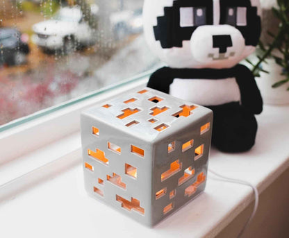 Minecraft Ceramic Ore Block Mood Light | Nightstand Table Lamp with LED Light for Bedroom, Desk, Living Room | Home Decor Room Essentials | Video Game Gifts And Collectibles | 6 Inches Tall