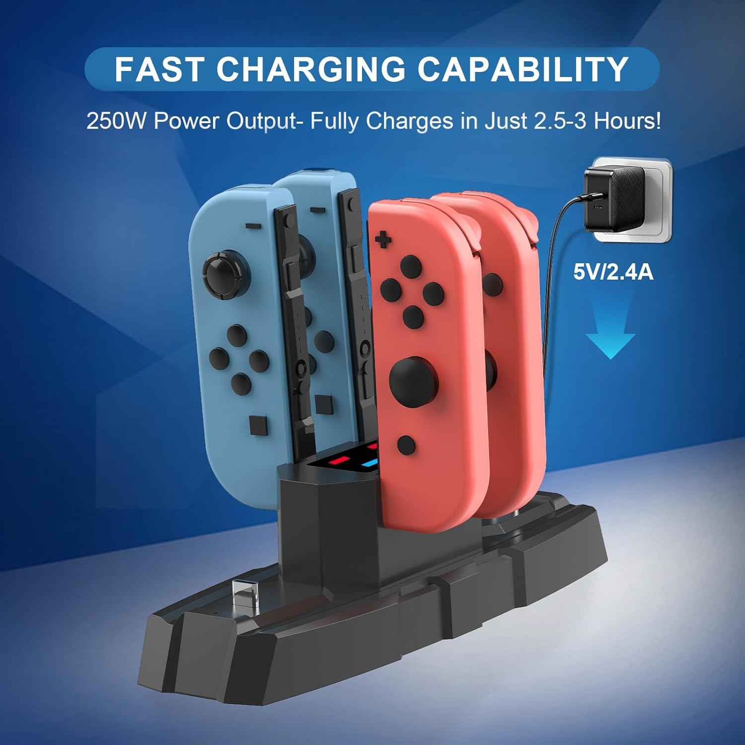 Switch Controller Charger | 6 in 1 Charging Station for Nintendo Switch & Pro Controllers