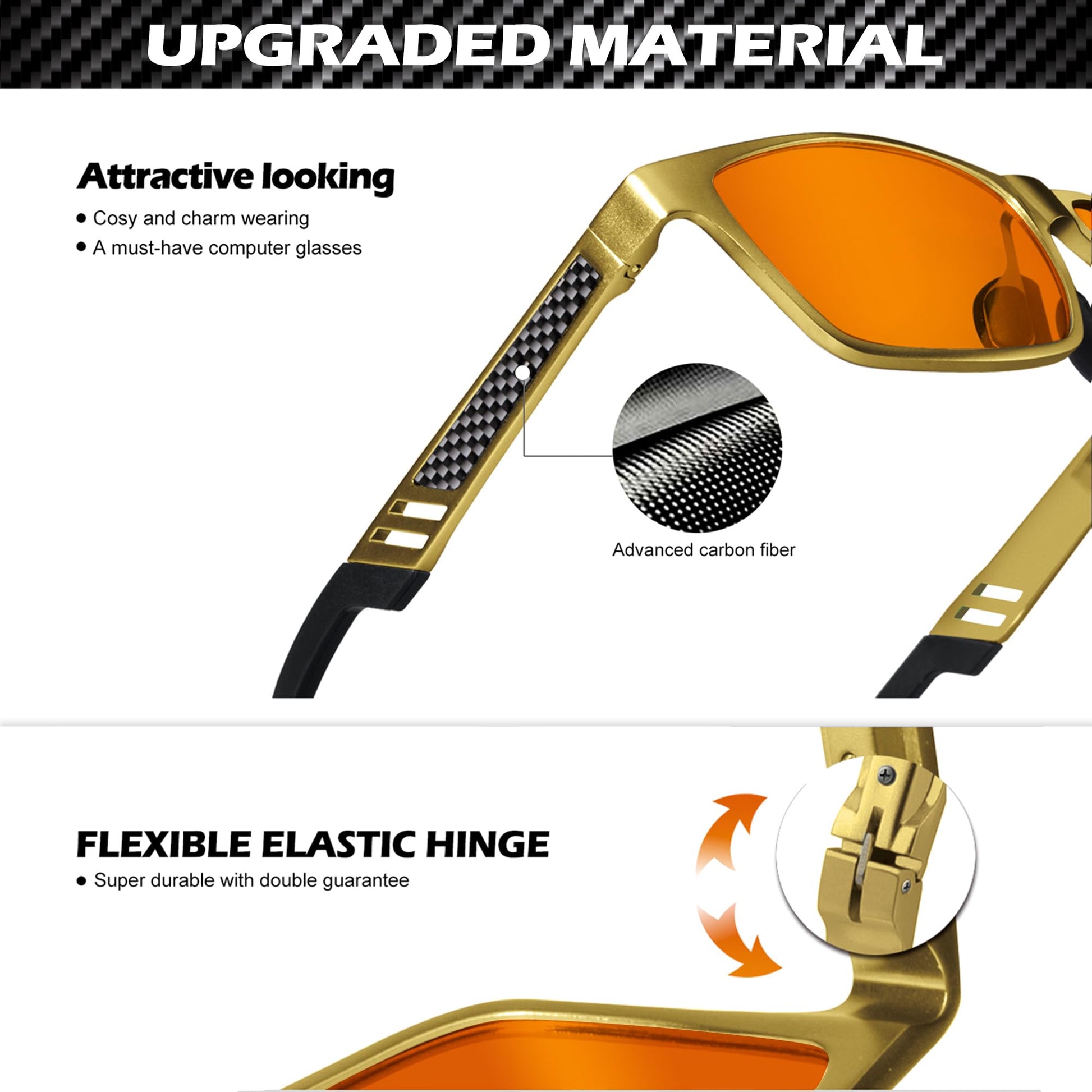 ANYLUV Blue Light Blocking Glasses Men Computer Gaming Glasses Lightweight Al-Mg Metal Anti Eyestrain UV400 Clear Lens Eye Protection 