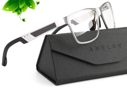 ANYLUV Blue Light Blocking Glasses Men Computer Gaming Glasses Lightweight Al-Mg Metal Anti Eyestrain UV400 Clear Lens Eye Protection 