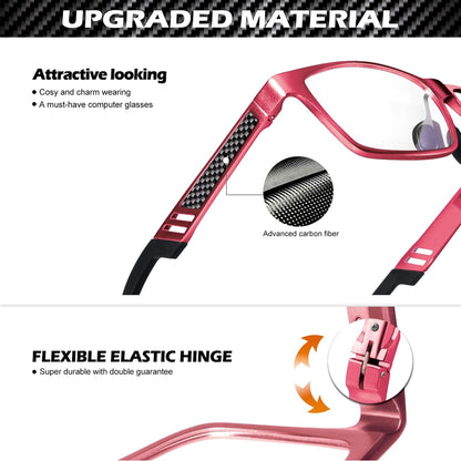 ANYLUV Blue Light Blocking Glasses Men Computer Gaming Glasses Lightweight Al-Mg Metal Anti Eyestrain UV400 Clear Lens Eye Protection 