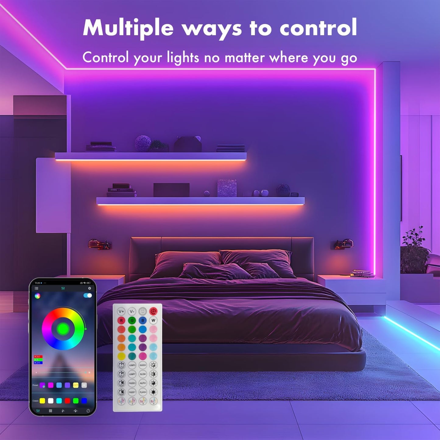 SILFU Neon Rope Lights, 50FT RGB LED Strip Lights