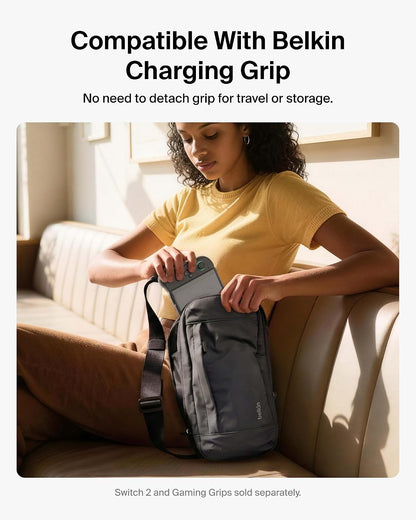 Belkin Nintendo Switch 2 Carrying Case, Sling Crossbody Travel Bag | Lightweight crossbody travel bag with stowable crossbody strap, soft interior, fits 2 Pro Controllers and 10 game card slots