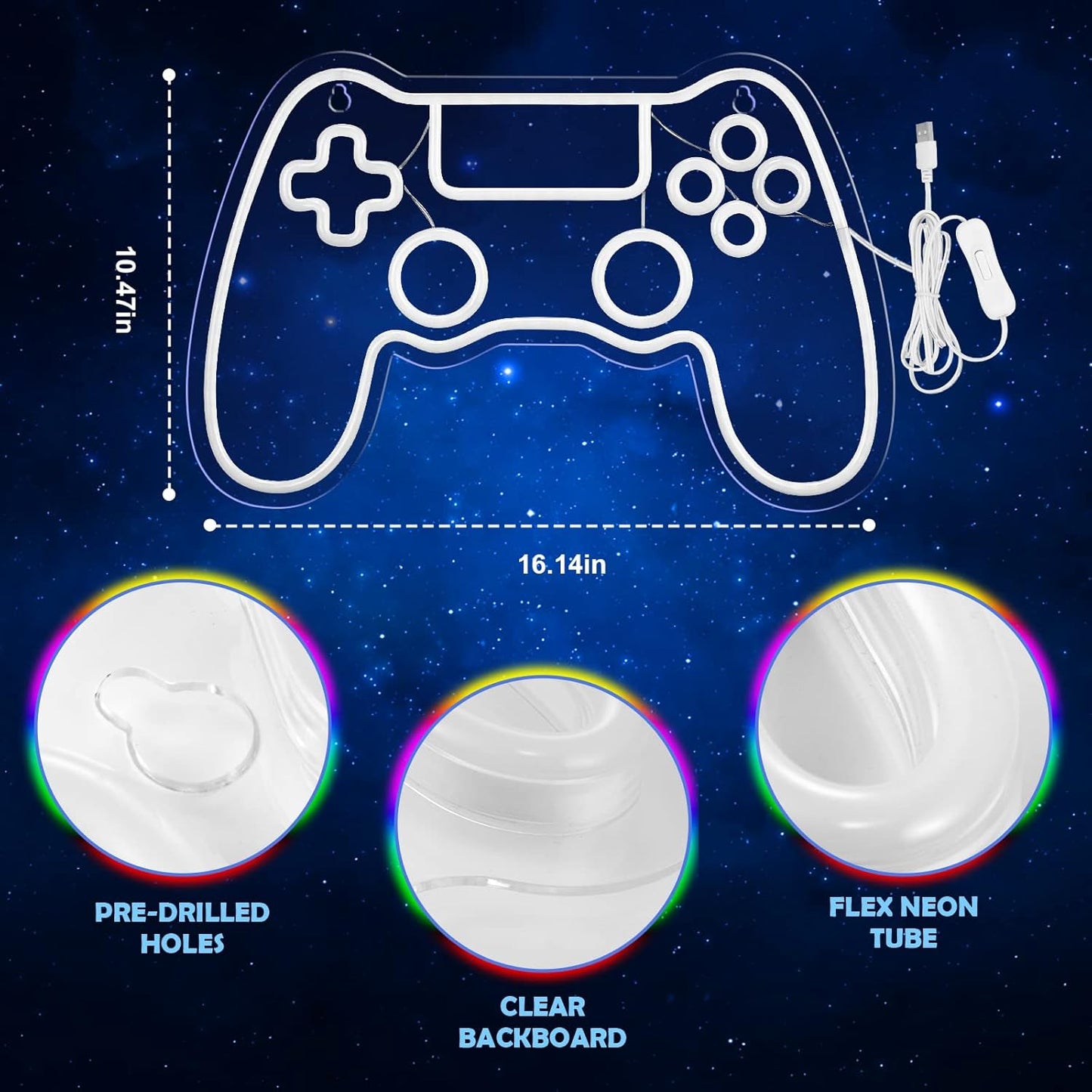 Kavaas Neon Sign for Gamer Room Decor - LED Game Neon Sign for Teen Boy Room Decor - Best Gamer Gifts for Boys, Kids
