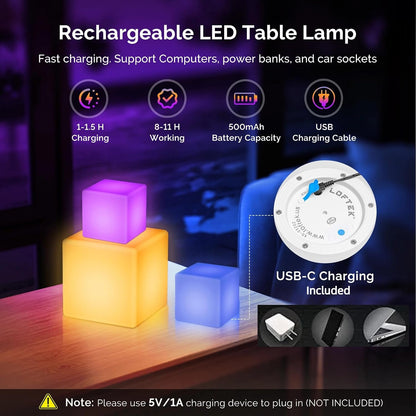 LOFTEK 4-inch LED Cube Lights, Rechargeable Night Light for Kids, Hangable