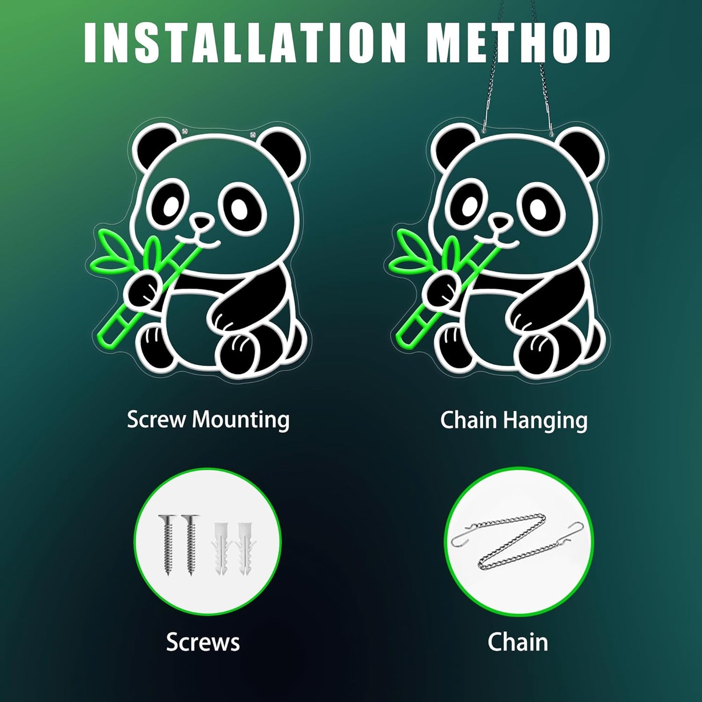 Panda Neon Sign, Dimmable LED Animal Neon Light with UV Print Design, Cute Panda Lamp for Room Wall Decor, Birthday Gifts for Panda Lovers, USB Powered, 10.0 x 11.7 Inch