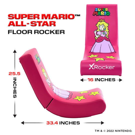 X Rocker Nintendo Video Gaming Chair for Kids 5-17, Floor Rocker, Gifts for Gamers, Mario, Bowser, Peach, Luigi, Yoshi, Gifts for Teens, Boys, Girls