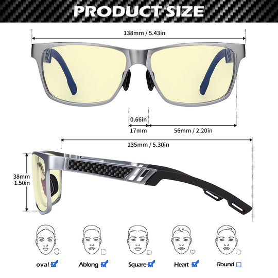 ANYLUV Blue Light Blocking Glasses Men Computer Gaming Glasses Lightweight Al-Mg Metal Anti Eyestrain UV400 Clear Lens Eye Protection