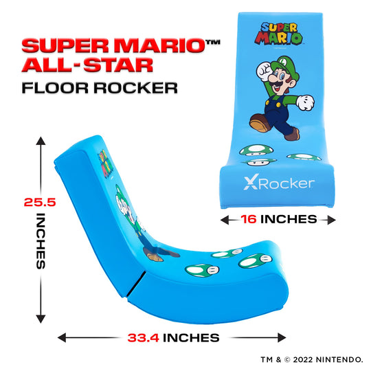 X Rocker Nintendo Video Gaming Chair for Kids 5-17, Floor Rocker, Gifts for Gamers, Mario, Bowser, Peach, Luigi, Yoshi, Gifts for Teens, Boys, Girls