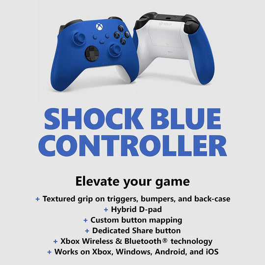 Xbox Wireless Controller Shock Blue - Wireless - Bluetooth - USB - Xbox Series X, Xbox Series S, Xbox One, PC, Android, iOS, Tablet - Shock Blue - Gapo Goods - 