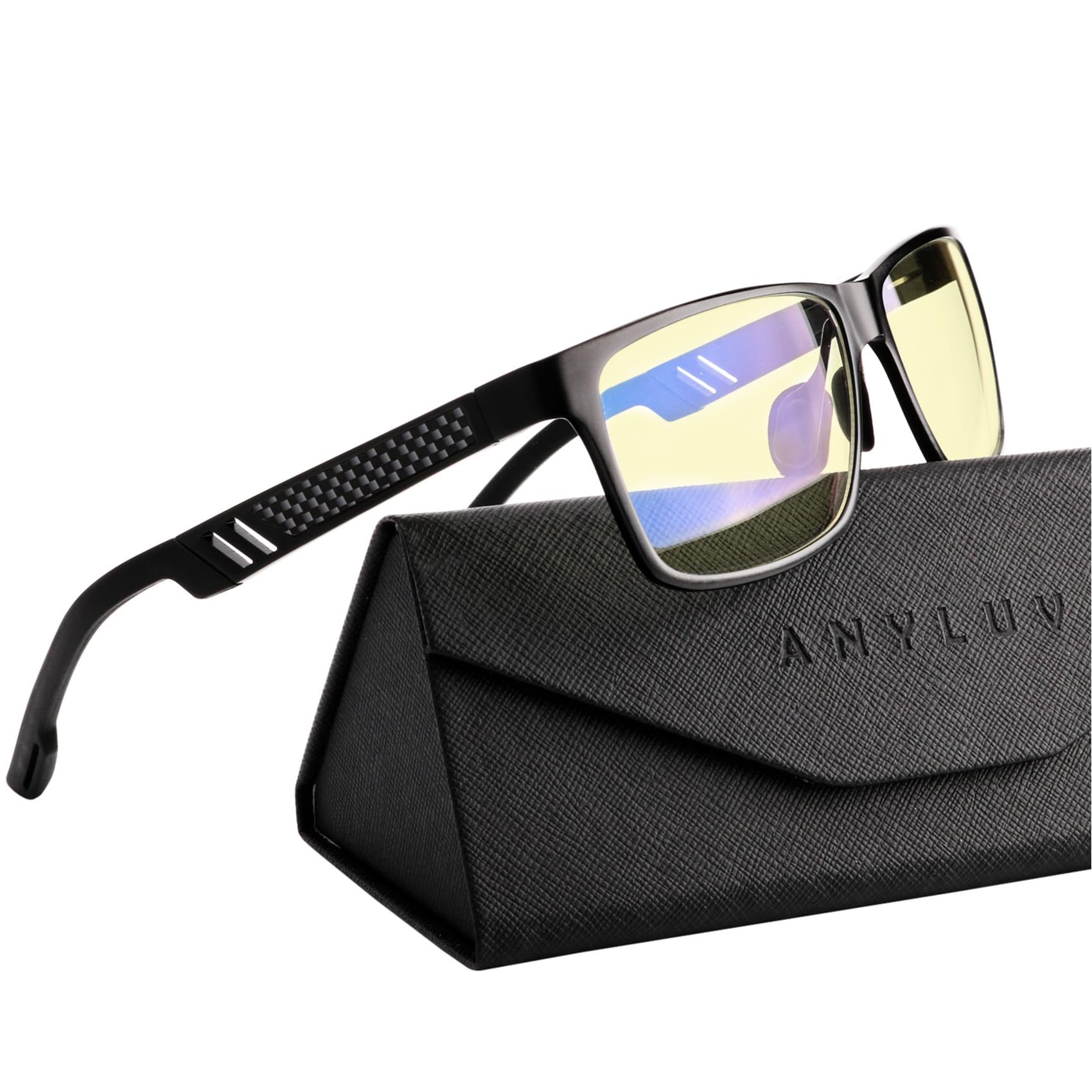 ANYLUV Blue Light Blocking Glasses Men Computer Gaming Glasses Lightweight Al-Mg Metal Anti Eyestrain UV400 Clear Lens Eye Protection 