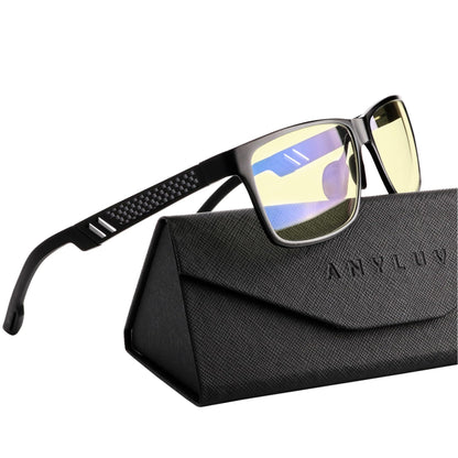 ANYLUV Blue Light Blocking Glasses Men Computer Gaming Glasses Lightweight Al-Mg Metal Anti Eyestrain UV400 Clear Lens Eye Protection 