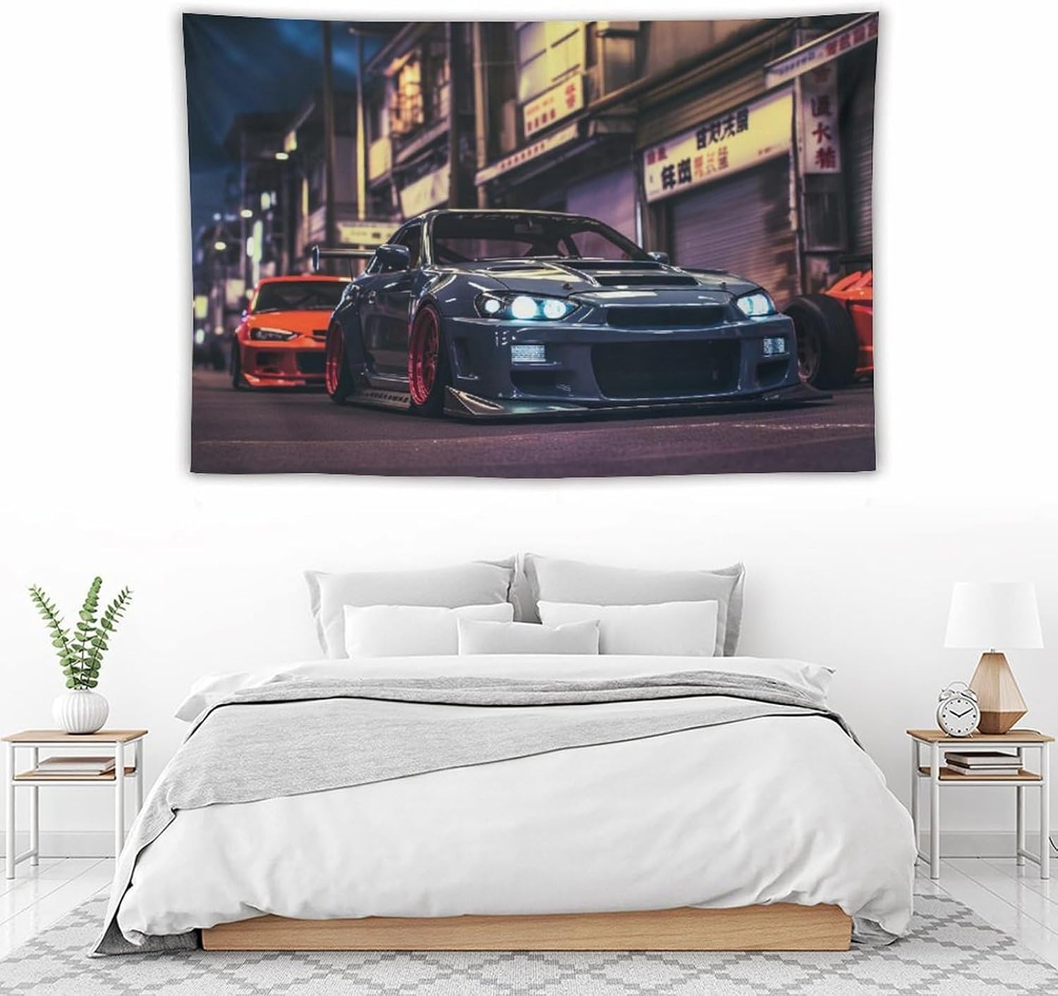 ANMOGID Jdm Car R32 Tapestry Japanese Street Wall Hanging Aesthetic Decoration For Bedroom Living Room Wall Art Tapestries 59"x39"