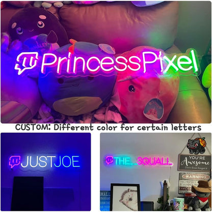 Custom Gamer Tag LED Sign, Personalized Live Streaming Sign Channel ID Name Neon Light, Twitch Neon Sign for Wall Decor, YouTube LED Sign, Custom Gaming Sign Gifts for YouTube Streamers Influencers