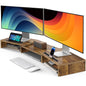 AMERIERGO Dual Monitor Stand Riser for 2 Monitors, Monitor Stand for Desk, Adjustable Computer Monitor Stand with 2 Slot, Multifunctional Desktop Organizer Stand for Laptop, PC, Computer, Printer