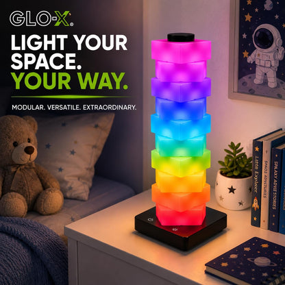 GLO-X Modular RGB Desk Lamp, Stackable LED Touch Light for Gaming & Bedroom