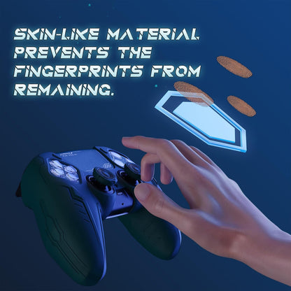 PlayVital Silicone Skin Set for PS5 Controller - Charging Dock Compatible, Full Protection Case with Futuristic CyberMech Design, Soft Cover with Thumb Grips & Stickers - Racing Green