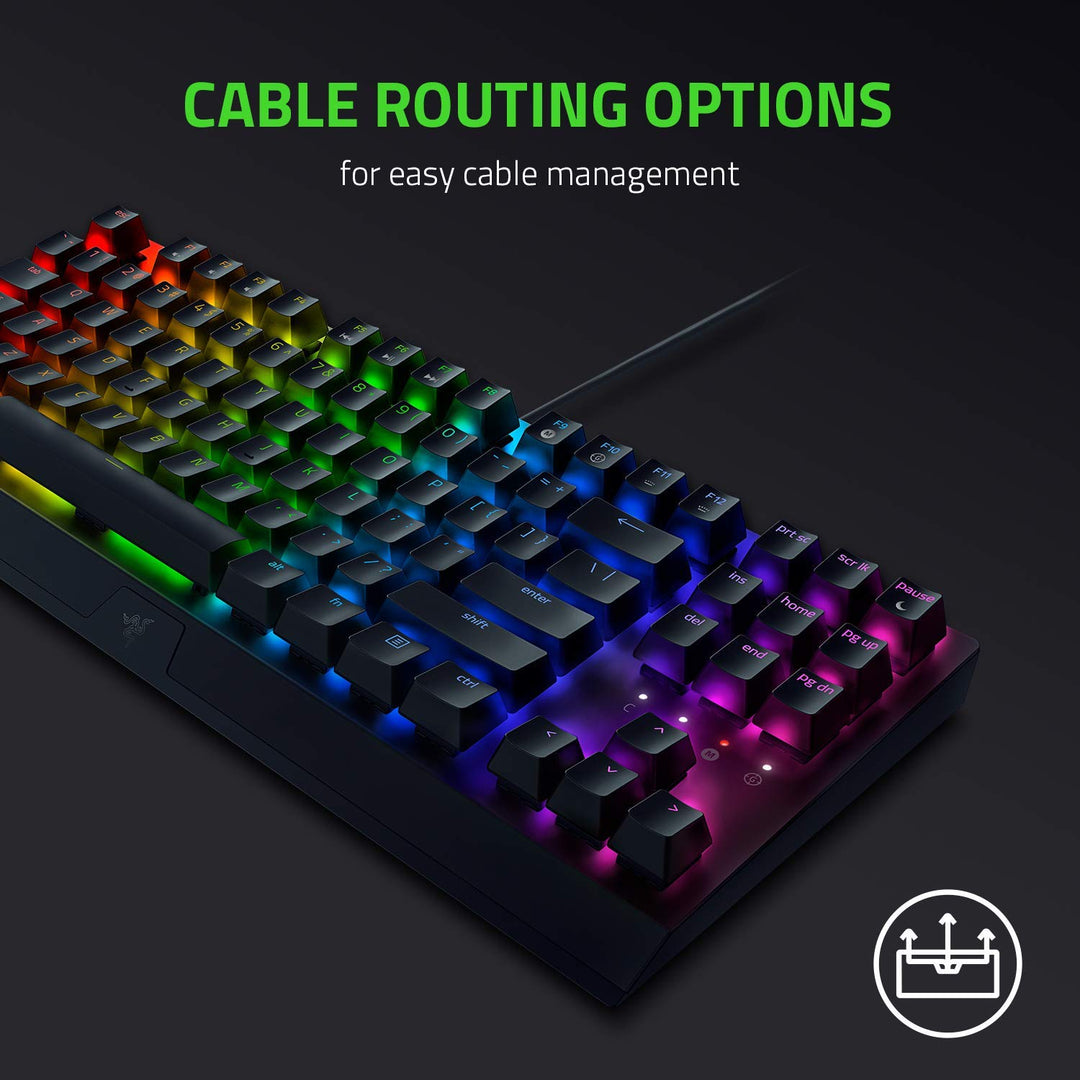 Razer BlackWidow V3 Tenkeyless Mechanical Gaming Keyboard: Razer Mechanical Switches - Chroma RGB Lighting - Compact Form Factor - Programmable Macro Functionality - USB Passthrough (Renewed)