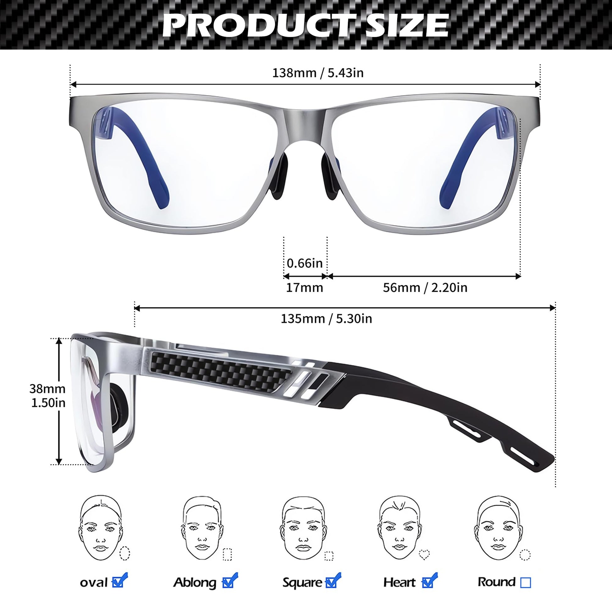 ANYLUV Blue Light Blocking Glasses Men Computer Gaming Glasses Lightweight Al-Mg Metal Anti Eyestrain UV400 Clear Lens Eye Protection 
