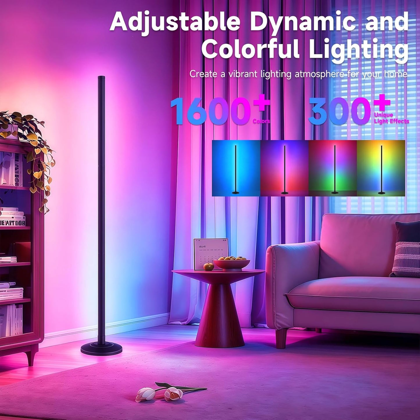 Bevenus RGB Corner Floor Lamp,1800LM LED Standing Lamp for Gaming Room,1P