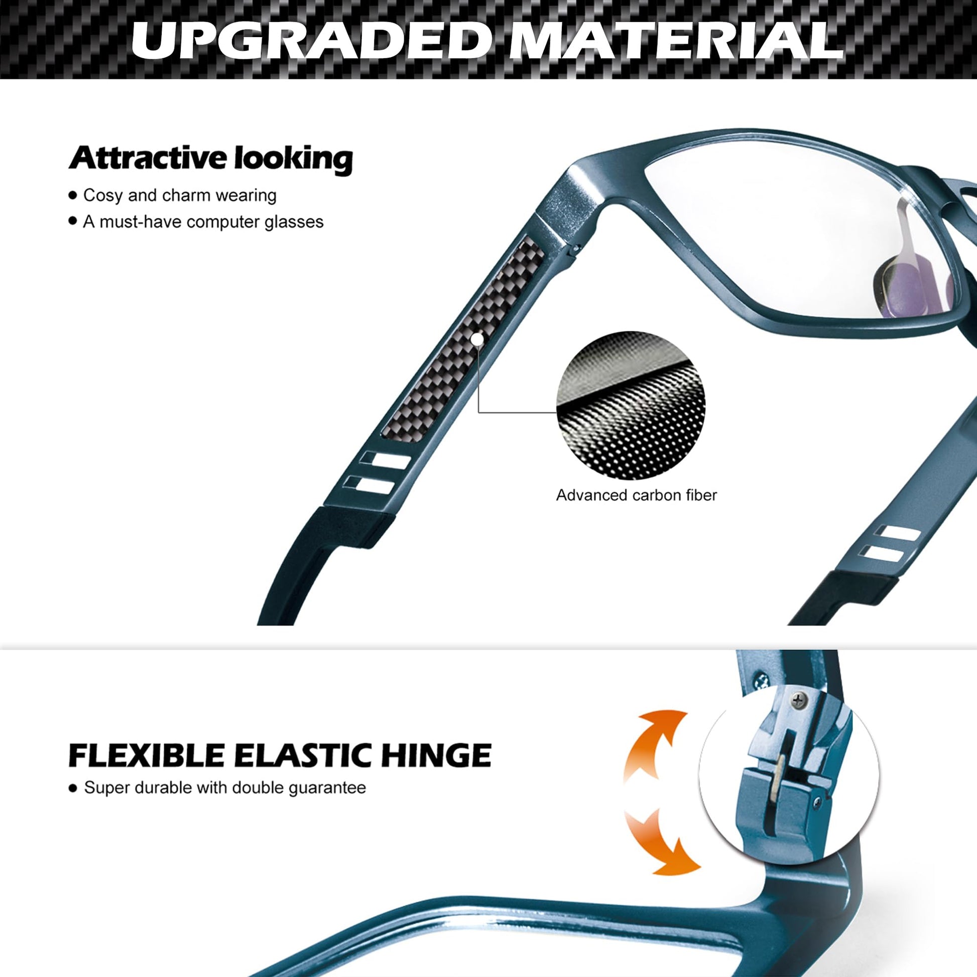 ANYLUV Blue Light Blocking Glasses Men Computer Gaming Glasses Lightweight Al-Mg Metal Anti Eyestrain UV400 Clear Lens Eye Protection 