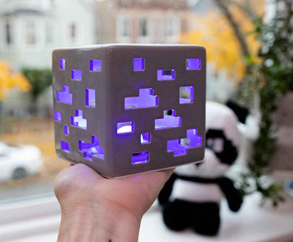 Minecraft Ceramic Ore Block Mood Light | Nightstand Table Lamp with LED Light for Bedroom, Desk, Living Room | Home Decor Room Essentials | Video Game Gifts And Collectibles | 6 Inches Tall