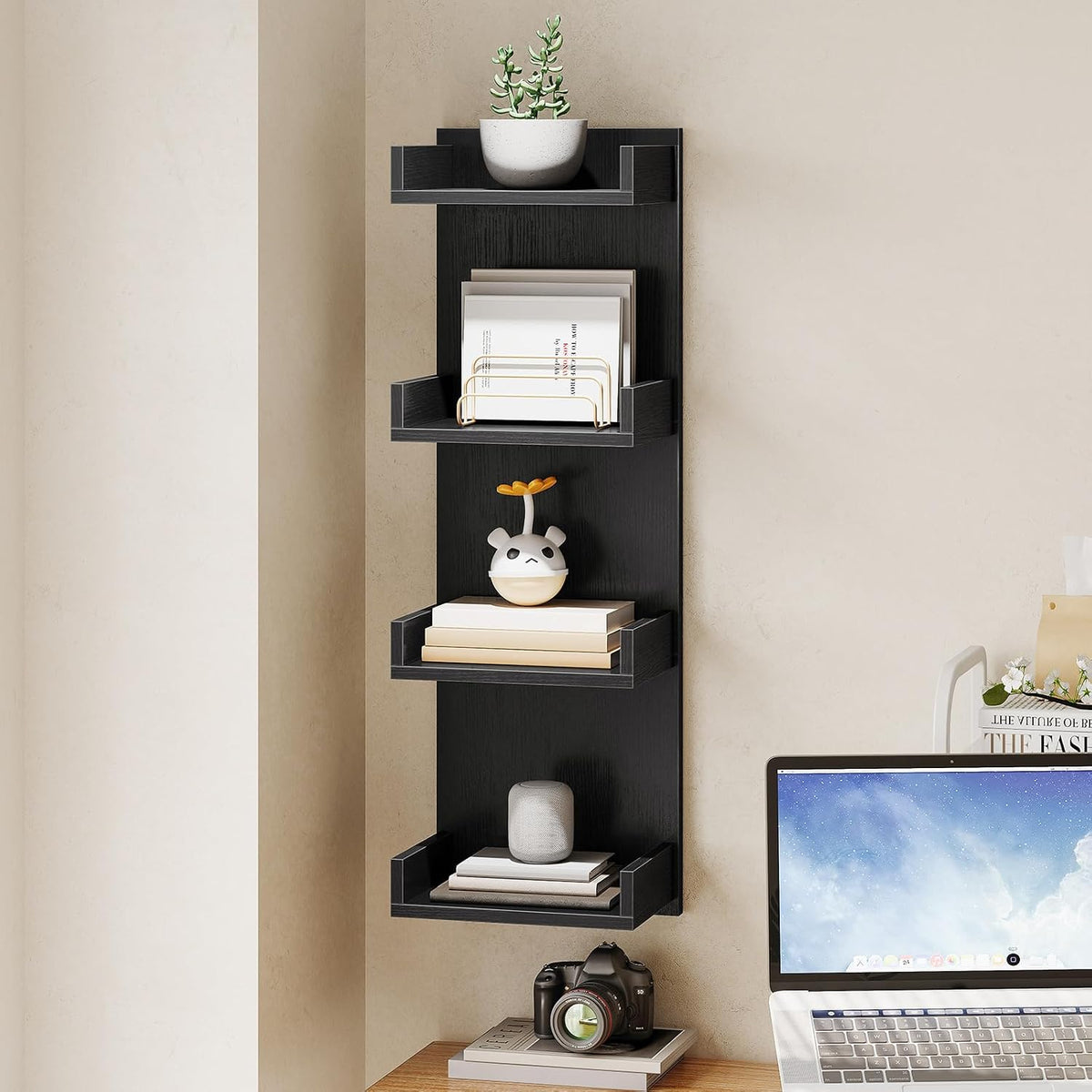 HOOBRO Floating Wall Shelves with LED Lights, Floating Shelf Wall Mounted