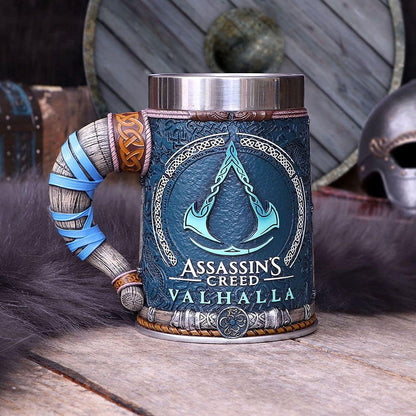 Assassin's Creed Tankard – Officially Licensed Valhalla Viking Resin Mug with Stainless Steel