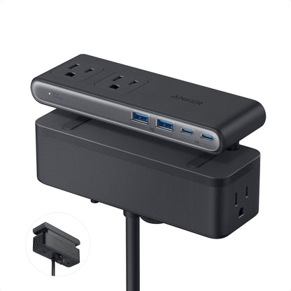 Anker Nano Power Strip, Desk Clamp, 70W Max, 1500J Surge Protector, 2 USB C | 6AC, Extension Cord, Outlet Extender Desk Organizer Gaming Accessories Home Office Essentials, Fit 0.6~1.8'' Tabletop Edge