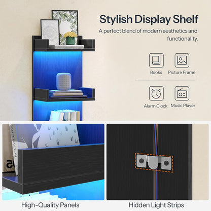 HOOBRO Floating Wall Shelves with LED Lights, Floating Shelf Wall Mounted