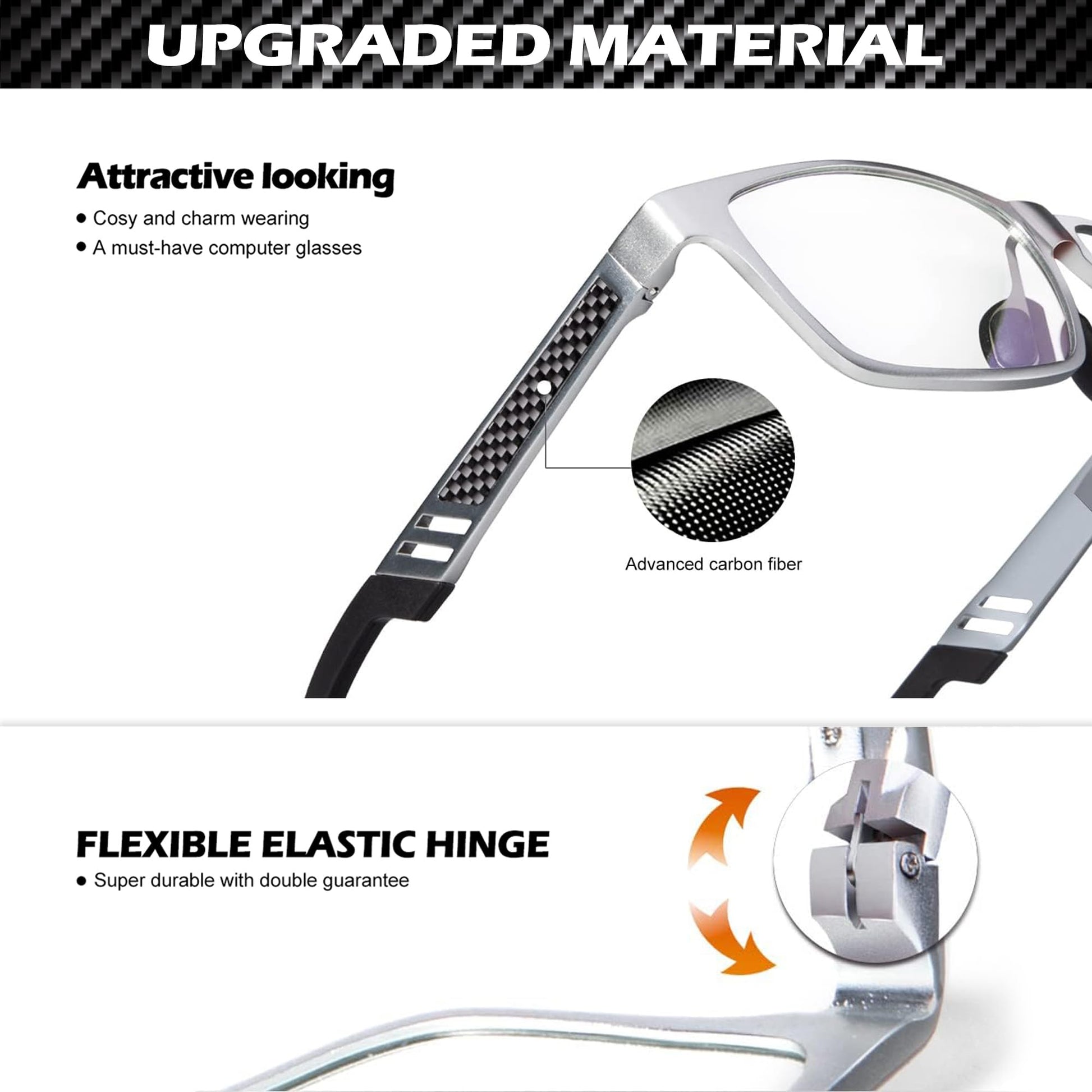 ANYLUV Blue Light Blocking Glasses Men Computer Gaming Glasses Lightweight Al-Mg Metal Anti Eyestrain UV400 Clear Lens Eye Protection 