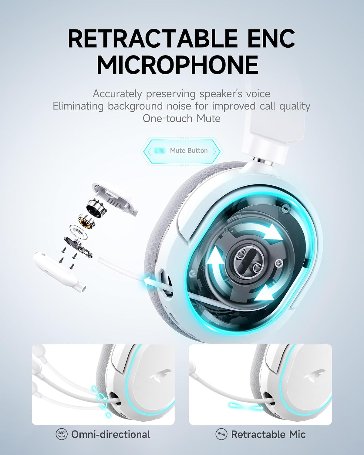 Picun G2 Wireless Gaming Headset, Over-Ear 7.1 Virtual Surround Sound, 2.4GHz/Bluetooth 5.4/Wired, 5ms Ultra-Low Latency, 100H Battery, ENC Noise-Canceling Mic, RGB, for PC PS5 PS4 Switch (Grey)