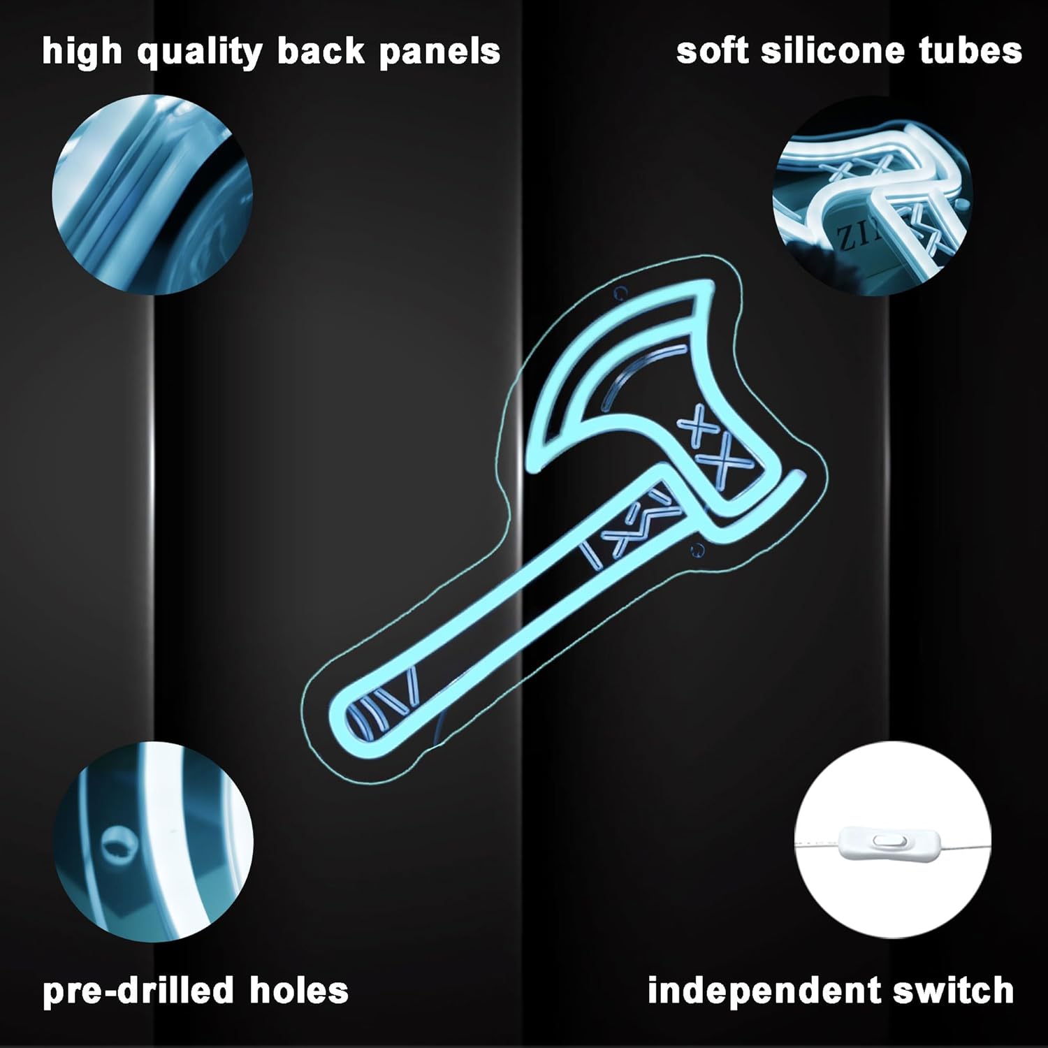 Ice Blue Battle Axe Neon Sign, Viking War Axe Neon Light LED Gaming Sign USB Powered, for Norse Mythology Battle Axe Light Game Room Bedroom Studio Fantasy Weapon Wall Decor(11.8 * 5.9 In)