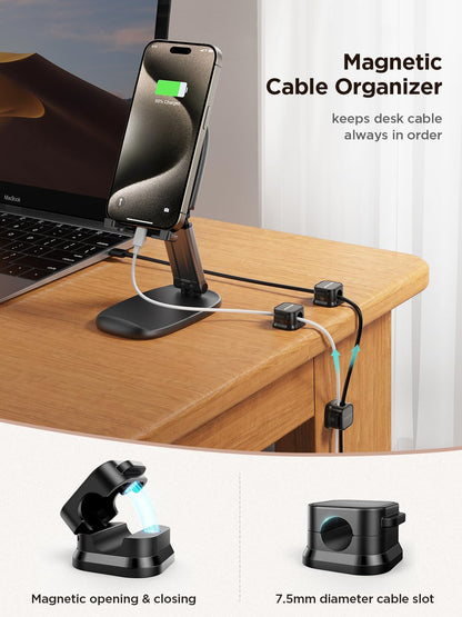 JOYROOM 9 Pack Magnetic Cable Clips, Cord Organizer Adhesive Wire Holder | Home Nightstand Office Desk Accessories, Car Wall Organization, Phone Charger Cord Holder Management, Cable Smooth Adjustable