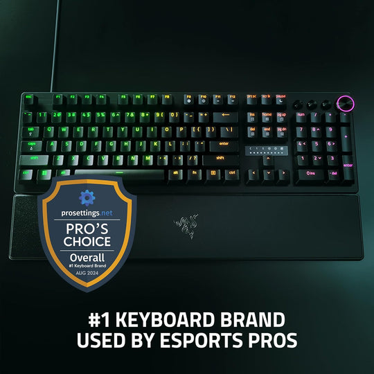 Razer Huntsman V3 Pro TKL Esports Gaming Keyboard: Analog Optical Switches - Razer Snap Tap - Rapid Trigger - Adjustable Actuation - Media Keys & Dial - Doubleshot PBT Keycaps - Wrist Rest - Black