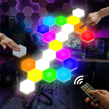 Vcwtty Hexagon Light Panels with Remote, 13 Colors, 6 Pack