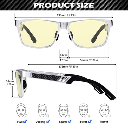 ANYLUV Blue Light Blocking Glasses Men Computer Gaming Glasses Lightweight Al-Mg Metal Anti Eyestrain UV400 Clear Lens Eye Protection 